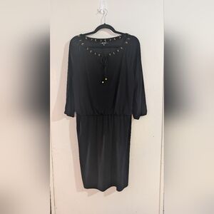 Nine West Elegant Black Dress with Gold Accents